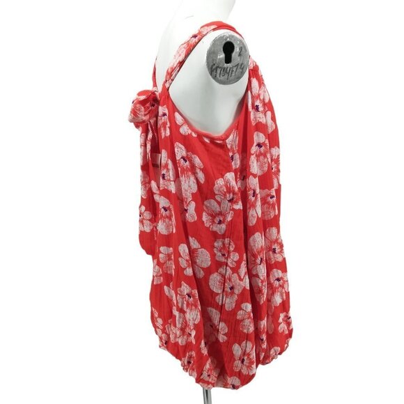 By Anthropologie Gauze Bubble Hem Mini Dress Size S Orange Floral Pockets - Picture 13 of 14